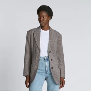 Everlane 80’s wool blazer - blue and brown houndstooth